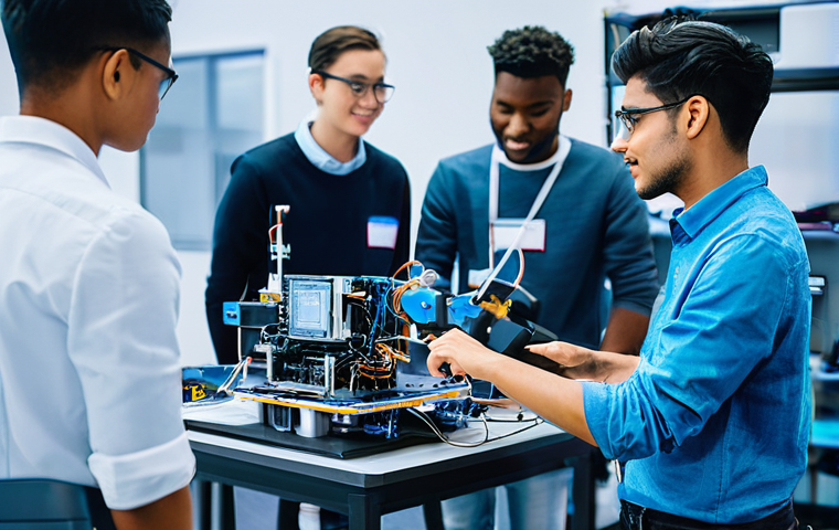 다양한 교육적 요구를 위한 파트너십 - **Prompt: Industry-Education Partnership in a Modern Tech Lab**
    "A diverse group of university s...