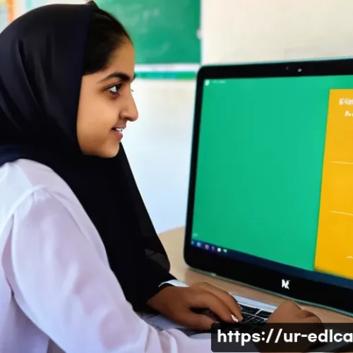 비영리 단체와의 교육적 파트너십 - A vibrant classroom scene in a modern Pakistani school where a diverse group of students, wearing tr...