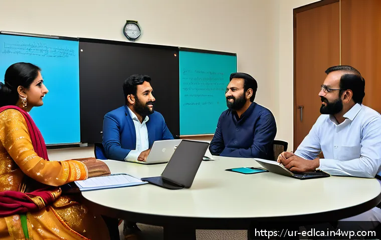 교육적 파트너십 구축을 위한 단계 - A professional educational partnership meeting scene featuring diverse Urdu-speaking educators colla...