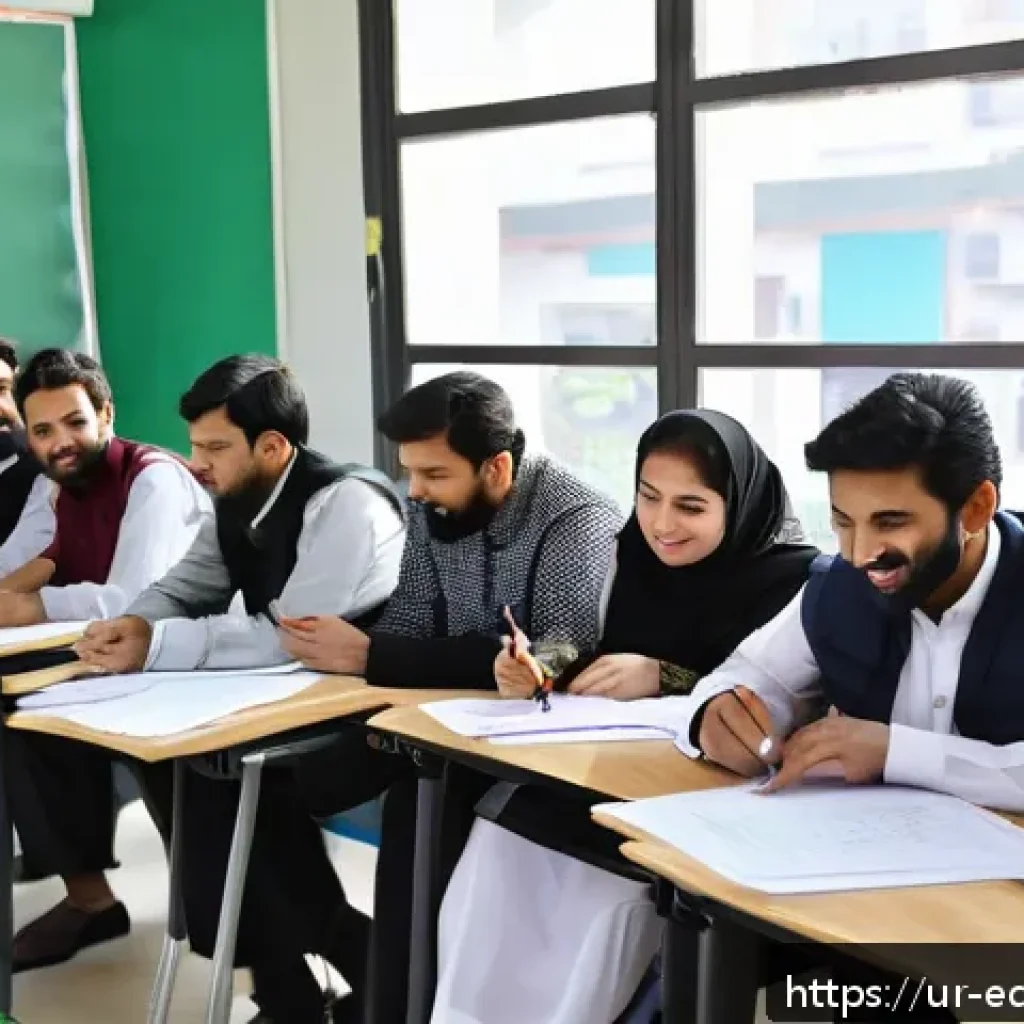 효과적인 교육적 파트너십의 요소 - A diverse group of Urdu-speaking teachers and students engaged in a collaborative workshop inside a ...