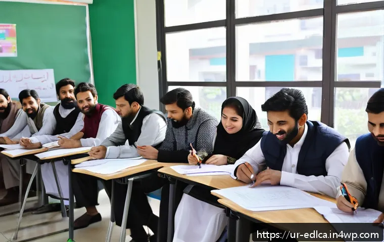 효과적인 교육적 파트너십의 요소 - A diverse group of Urdu-speaking teachers and students engaged in a collaborative workshop inside a ...